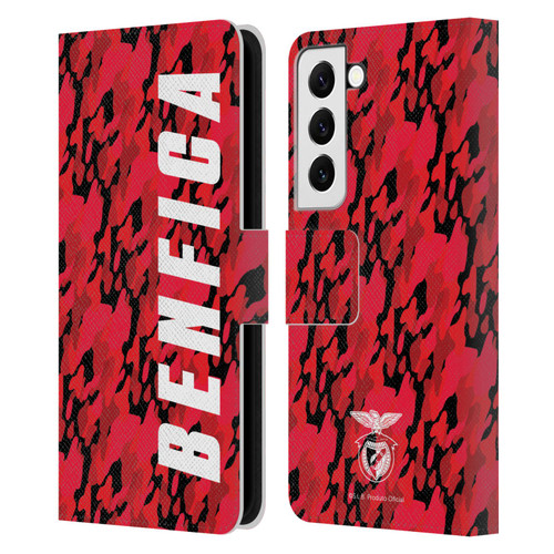 S.L. Benfica 2021/22 Crest Camouflage Leather Book Wallet Case Cover For Samsung Galaxy S22 5G