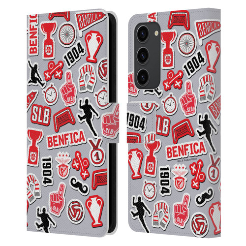 S.L. Benfica 2021/22 Crest Stickers Leather Book Wallet Case Cover For Samsung Galaxy S23+ 5G