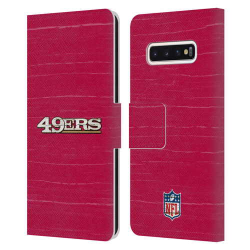 NFL San Francisco 49Ers Logo Distressed Look Leather Book Wallet Case Cover For Samsung Galaxy S10