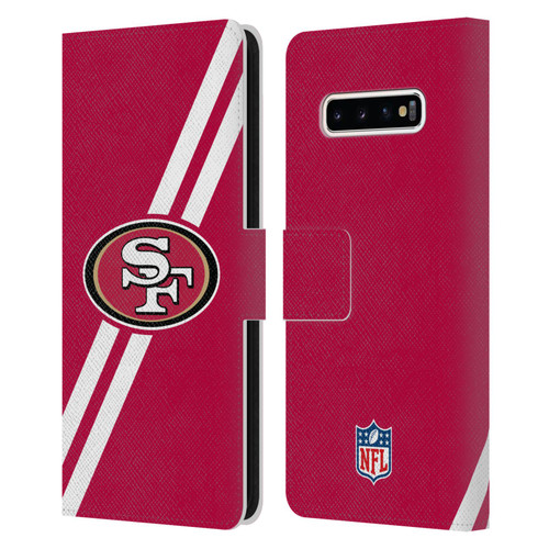 NFL San Francisco 49Ers Logo Stripes Leather Book Wallet Case Cover For Samsung Galaxy S10+ / S10 Plus