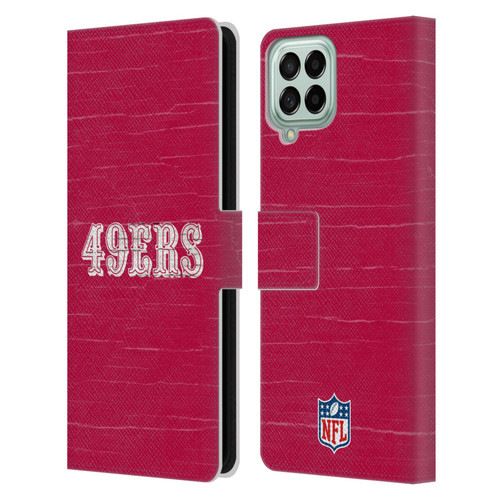 NFL San Francisco 49Ers Logo Distressed Look Leather Book Wallet Case Cover For Samsung Galaxy M33 (2022)