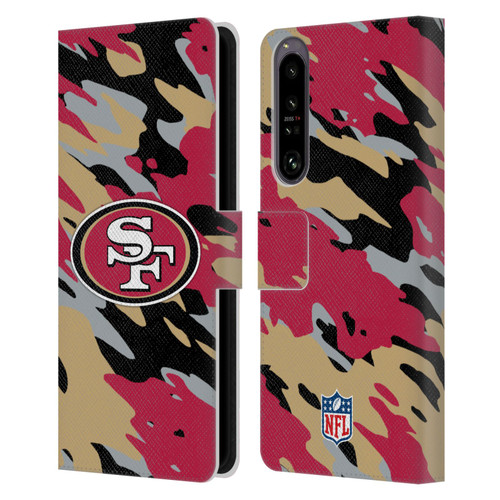 NFL San Francisco 49Ers Logo Camou Leather Book Wallet Case Cover For Sony Xperia 1 IV