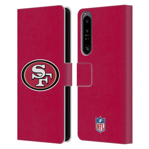 NFL San Francisco 49Ers Logo Plain Leather Book Wallet Case Cover For Sony Xperia 1 IV