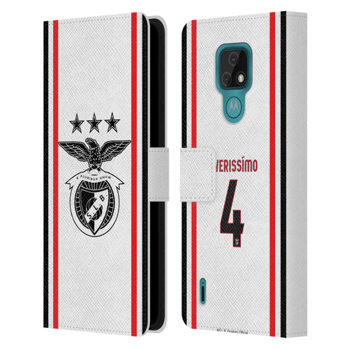 S.L. Benfica 2021/22 Players Away Kit Lucas Veríssimo Leather Book Wallet Case Cover For Motorola Moto E7