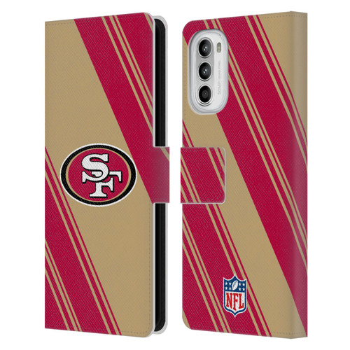 NFL San Francisco 49ers Artwork Stripes Leather Book Wallet Case Cover For Motorola Moto G52