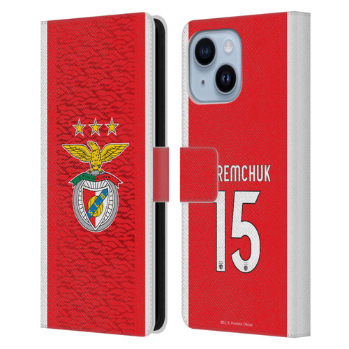 S.L. Benfica 2021/22 Players Home Kit Roman Yaremchuk Leather Book Wallet Case Cover For Apple iPhone 14 Plus