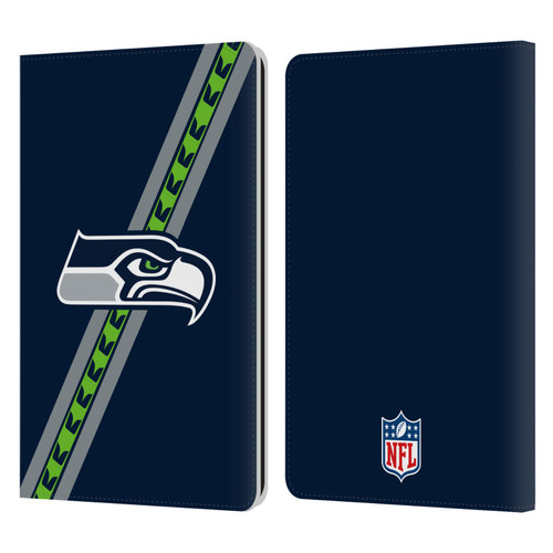 NFL Seattle Seahawks Logo Stripes Leather Book Wallet Case Cover For Amazon Kindle Paperwhite 1 / 2 / 3