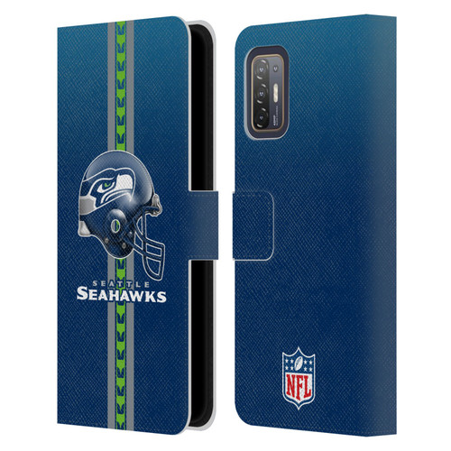 NFL Seattle Seahawks Logo Helmet Leather Book Wallet Case Cover For HTC Desire 21 Pro 5G