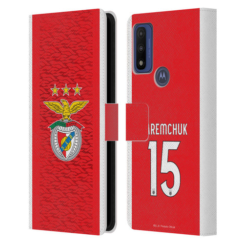 S.L. Benfica 2021/22 Players Home Kit Roman Yaremchuk Leather Book Wallet Case Cover For Motorola G Pure