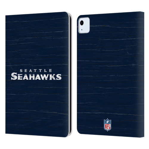NFL Seattle Seahawks Logo Distressed Look Leather Book Wallet Case Cover For Apple iPad Air 2020 / 2022