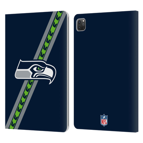NFL Seattle Seahawks Logo Stripes Leather Book Wallet Case Cover For Apple iPad Pro 11 2020 / 2021 / 2022