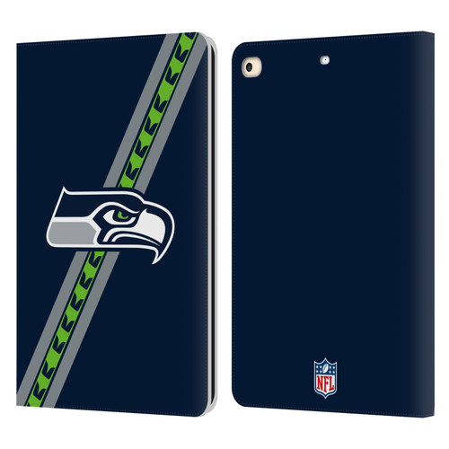 NFL Seattle Seahawks Logo Stripes Leather Book Wallet Case Cover For Apple iPad 9.7 2017 / iPad 9.7 2018