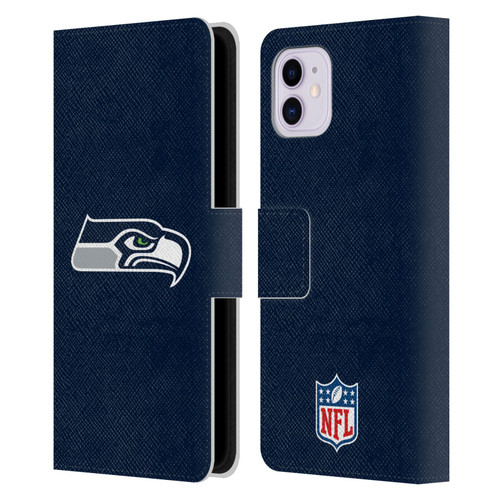 NFL Seattle Seahawks Logo Plain Leather Book Wallet Case Cover For Apple iPhone 11