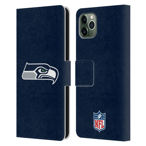 NFL Seattle Seahawks Logo Plain Leather Book Wallet Case Cover For Apple iPhone 11 Pro Max