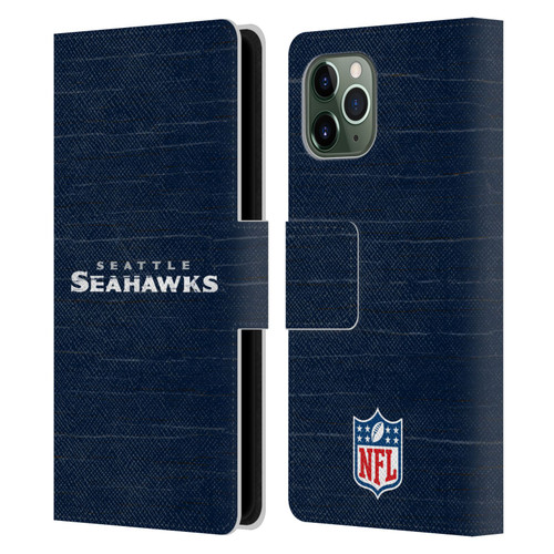 NFL Seattle Seahawks Logo Distressed Look Leather Book Wallet Case Cover For Apple iPhone 11 Pro