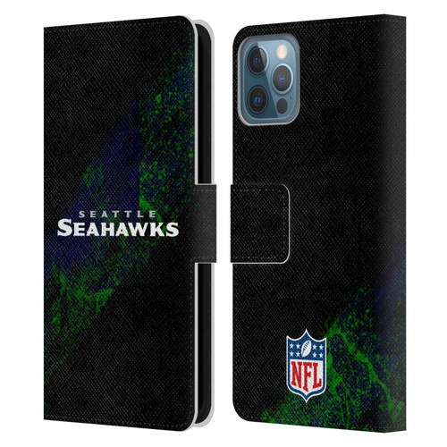 NFL Seattle Seahawks Logo Blur Leather Book Wallet Case Cover For Apple iPhone 12 / iPhone 12 Pro