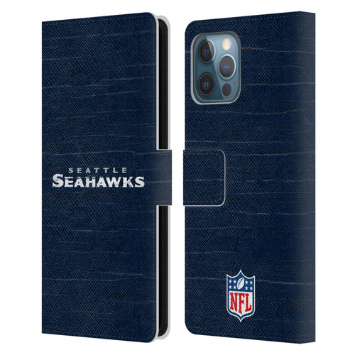 NFL Seattle Seahawks Logo Distressed Look Leather Book Wallet Case Cover For Apple iPhone 12 Pro Max