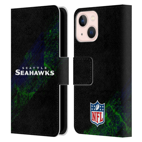 NFL Seattle Seahawks Logo Blur Leather Book Wallet Case Cover For Apple iPhone 13 Mini