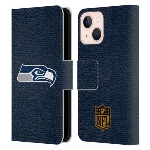 NFL Seattle Seahawks Logo Football Leather Book Wallet Case Cover For Apple iPhone 13 Mini