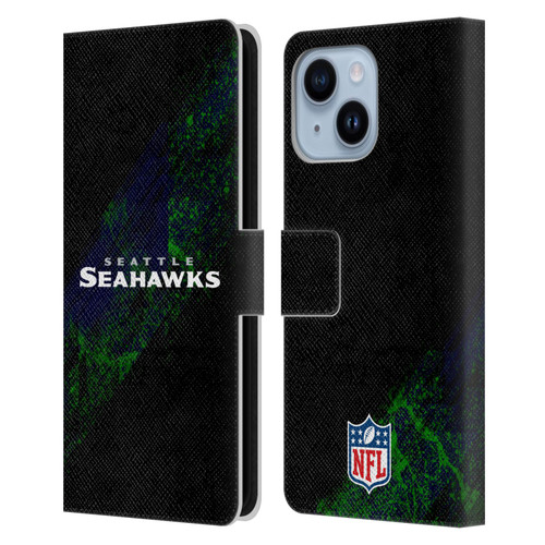 NFL Seattle Seahawks Logo Blur Leather Book Wallet Case Cover For Apple iPhone 14 Plus