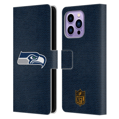 NFL Seattle Seahawks Logo Football Leather Book Wallet Case Cover For Apple iPhone 14 Pro Max