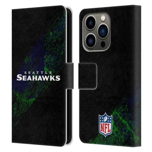 NFL Seattle Seahawks Logo Blur Leather Book Wallet Case Cover For Apple iPhone 14 Pro