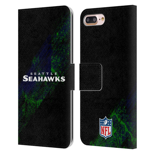 NFL Seattle Seahawks Logo Blur Leather Book Wallet Case Cover For Apple iPhone 7 Plus / iPhone 8 Plus