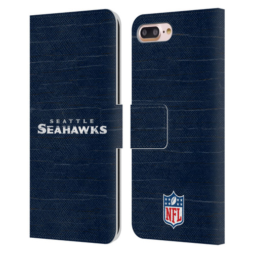NFL Seattle Seahawks Logo Distressed Look Leather Book Wallet Case Cover For Apple iPhone 7 Plus / iPhone 8 Plus