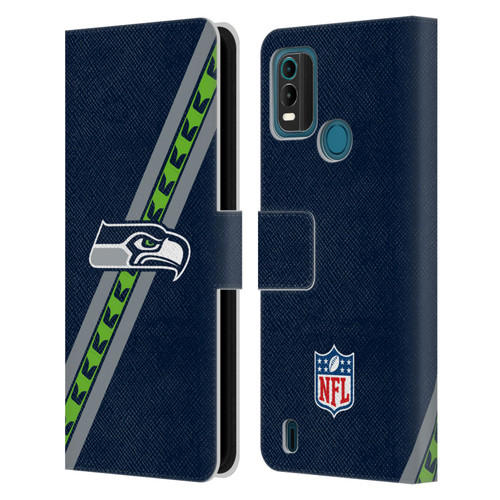 NFL Seattle Seahawks Logo Stripes Leather Book Wallet Case Cover For Nokia G11 Plus