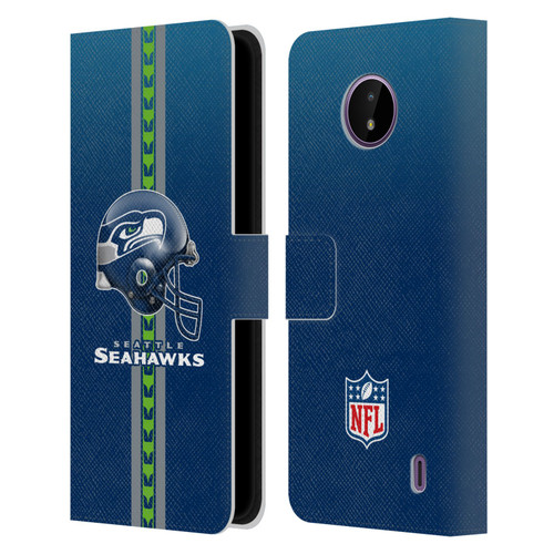 NFL Seattle Seahawks Logo Helmet Leather Book Wallet Case Cover For Nokia C10 / C20
