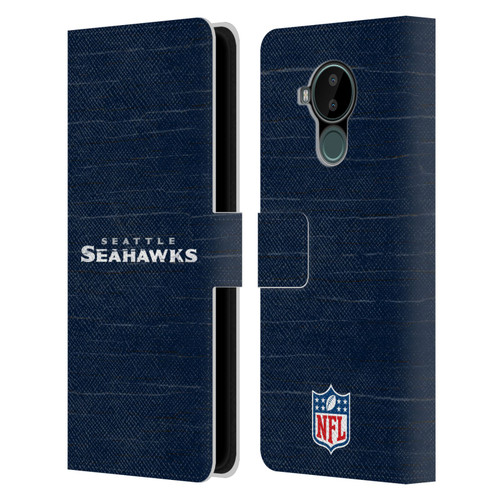 NFL Seattle Seahawks Logo Distressed Look Leather Book Wallet Case Cover For Nokia C30