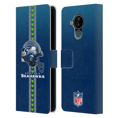 NFL Seattle Seahawks Logo Helmet Leather Book Wallet Case Cover For Nokia C30