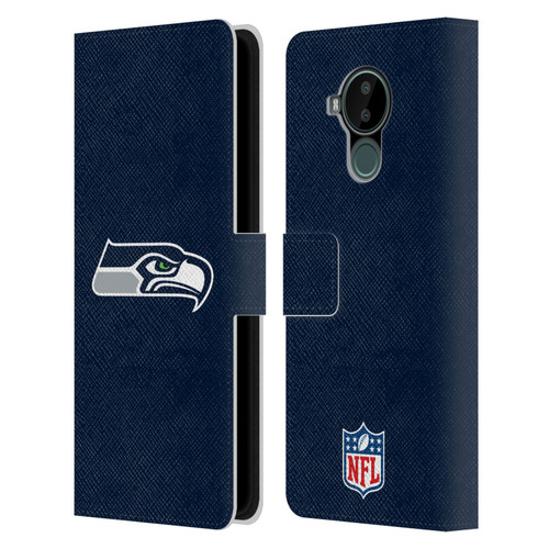 NFL Seattle Seahawks Logo Plain Leather Book Wallet Case Cover For Nokia C30