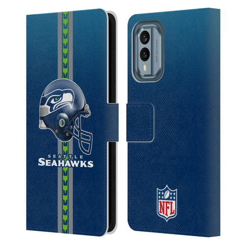 NFL Seattle Seahawks Logo Helmet Leather Book Wallet Case Cover For Nokia X30