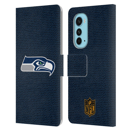 NFL Seattle Seahawks Logo Football Leather Book Wallet Case Cover For Motorola Edge (2022)