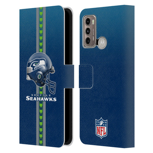 NFL Seattle Seahawks Logo Helmet Leather Book Wallet Case Cover For Motorola Moto G60 / Moto G40 Fusion