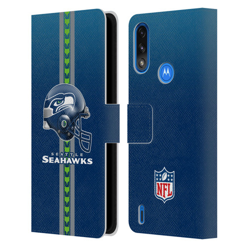 NFL Seattle Seahawks Logo Helmet Leather Book Wallet Case Cover For Motorola Moto E7 Power / Moto E7i Power
