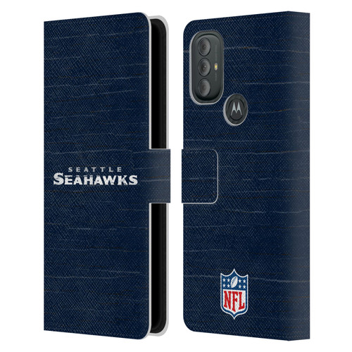 NFL Seattle Seahawks Logo Distressed Look Leather Book Wallet Case Cover For Motorola Moto G10 / Moto G20 / Moto G30