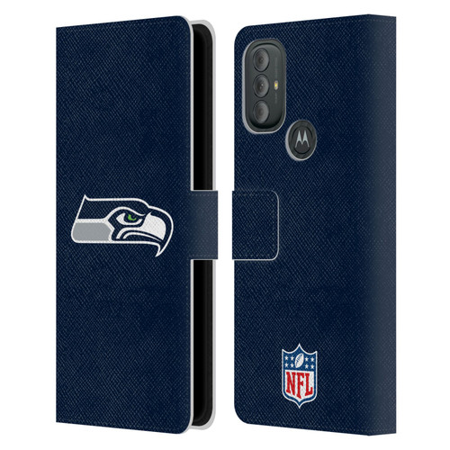 NFL Seattle Seahawks Logo Plain Leather Book Wallet Case Cover For Motorola Moto G10 / Moto G20 / Moto G30