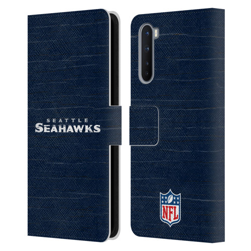 NFL Seattle Seahawks Logo Distressed Look Leather Book Wallet Case Cover For OnePlus Nord 5G