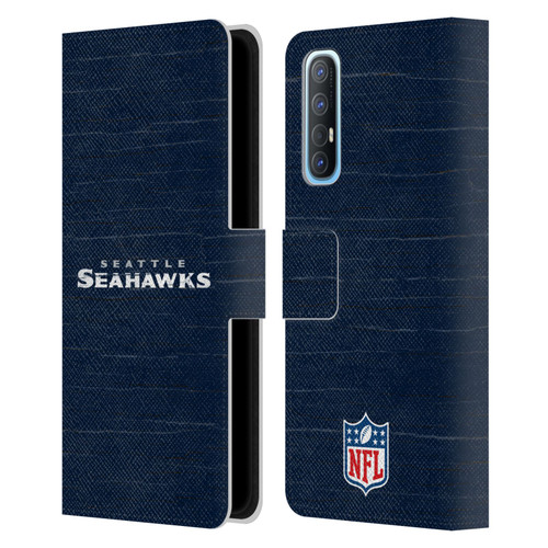 NFL Seattle Seahawks Logo Distressed Look Leather Book Wallet Case Cover For OPPO Find X2 Neo 5G