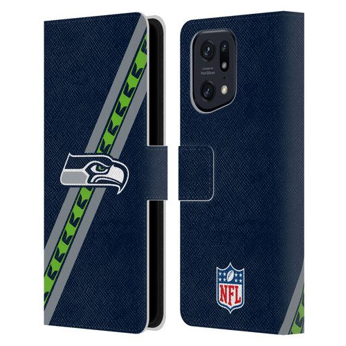 NFL Seattle Seahawks Logo Stripes Leather Book Wallet Case Cover For OPPO Find X5 Pro
