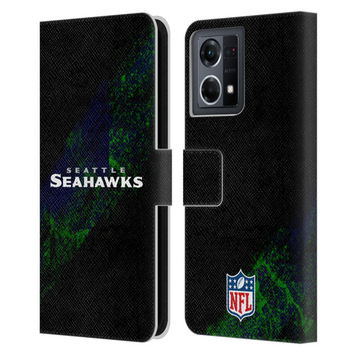 NFL Seattle Seahawks Logo Blur Leather Book Wallet Case Cover For OPPO Reno8 4G