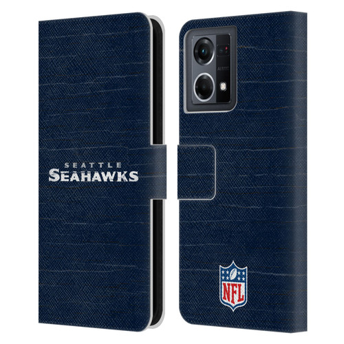 NFL Seattle Seahawks Logo Distressed Look Leather Book Wallet Case Cover For OPPO Reno8 4G