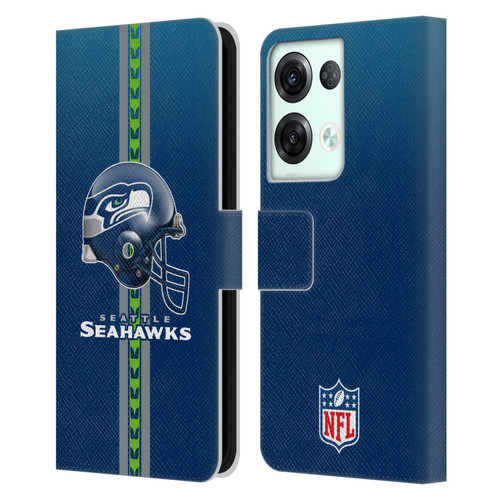 NFL Seattle Seahawks Logo Helmet Leather Book Wallet Case Cover For OPPO Reno8 Pro