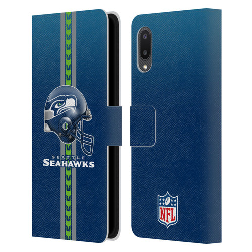 NFL Seattle Seahawks Logo Helmet Leather Book Wallet Case Cover For Samsung Galaxy A02/M02 (2021)