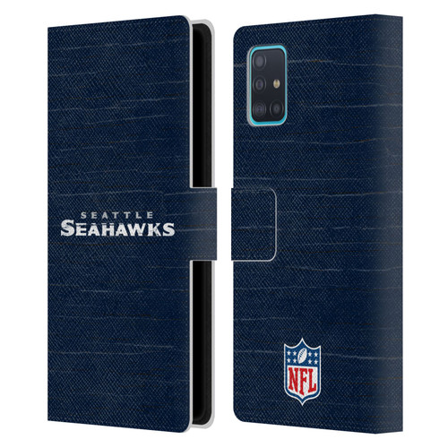 NFL Seattle Seahawks Logo Distressed Look Leather Book Wallet Case Cover For Samsung Galaxy A51 (2019)