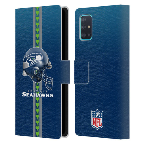 NFL Seattle Seahawks Logo Helmet Leather Book Wallet Case Cover For Samsung Galaxy A51 (2019)