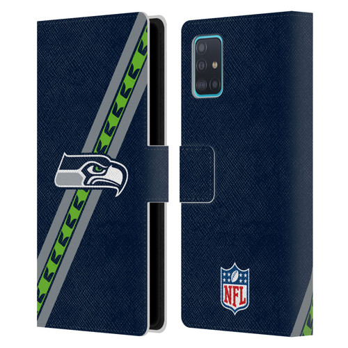 NFL Seattle Seahawks Logo Stripes Leather Book Wallet Case Cover For Samsung Galaxy A51 (2019)