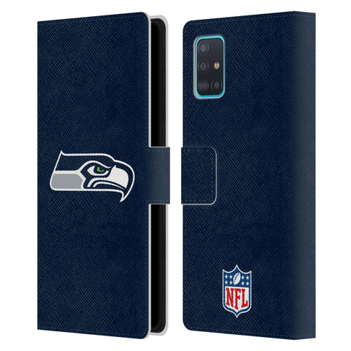 NFL Seattle Seahawks Logo Plain Leather Book Wallet Case Cover For Samsung Galaxy A51 (2019)
